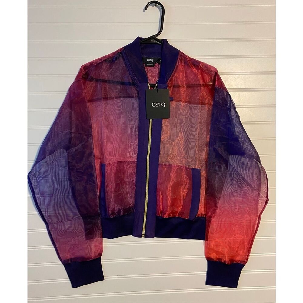 GSTQ Sunset Sheer Bomber Jacket Sz M